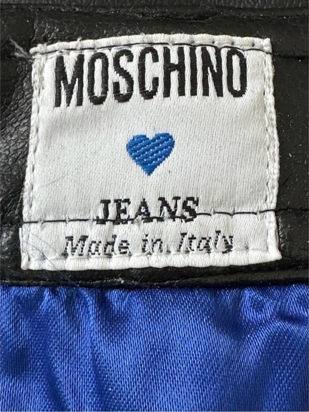 Vintage 90s Moschino Jeans Patch Faux Leather Skirt US 14 - Picture 7 of 8